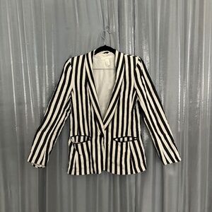 black  and white stripped blazer